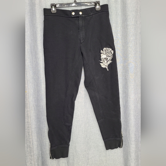Alexander McQueen Men's Embroidered Skull & Rose Sweatpants Large